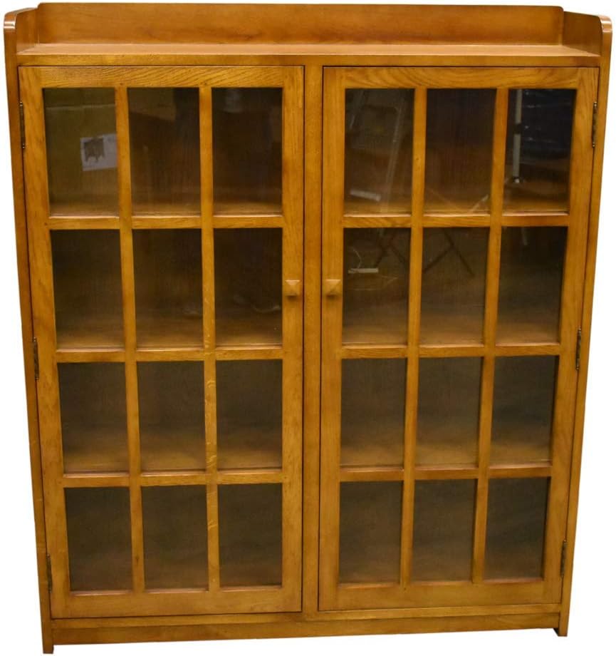 Crafters and Weavers Mission Oak 2 Door Bookcase with Glass Doors - Michael's Cherry