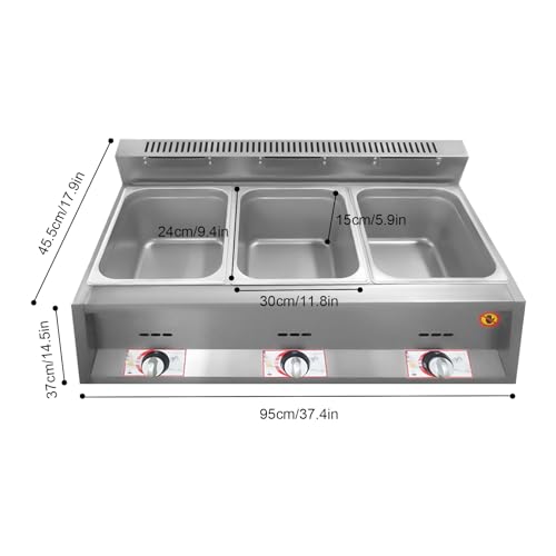 Commercial Deep Fryer 2/3 Pan LPG Gas Deep Fryer, 12/18L Stainless Steel Deep Fryer Portable Deep Fryer with Temperature Control, Countertop Deep Fryer Machine for Restaurant/Home