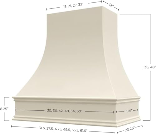 Riley & Higgs Curved Front Black Range Hood Cover With Decorative Molding - Wall Mounted Wood Range Hood Covers, Plywood and Maple