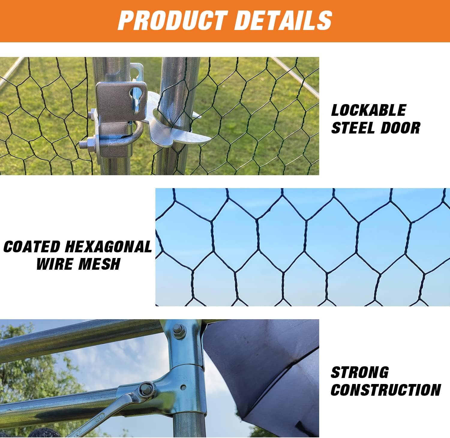 Large Metal Chicken Coop Walk-in Poultry Cage Chicken Run Duck House Chicken Pen with Waterproof and Anti-Ultraviolet Cover for Outdoor Yard Farm(9.8' L x 13.1' W x 6.4' H)