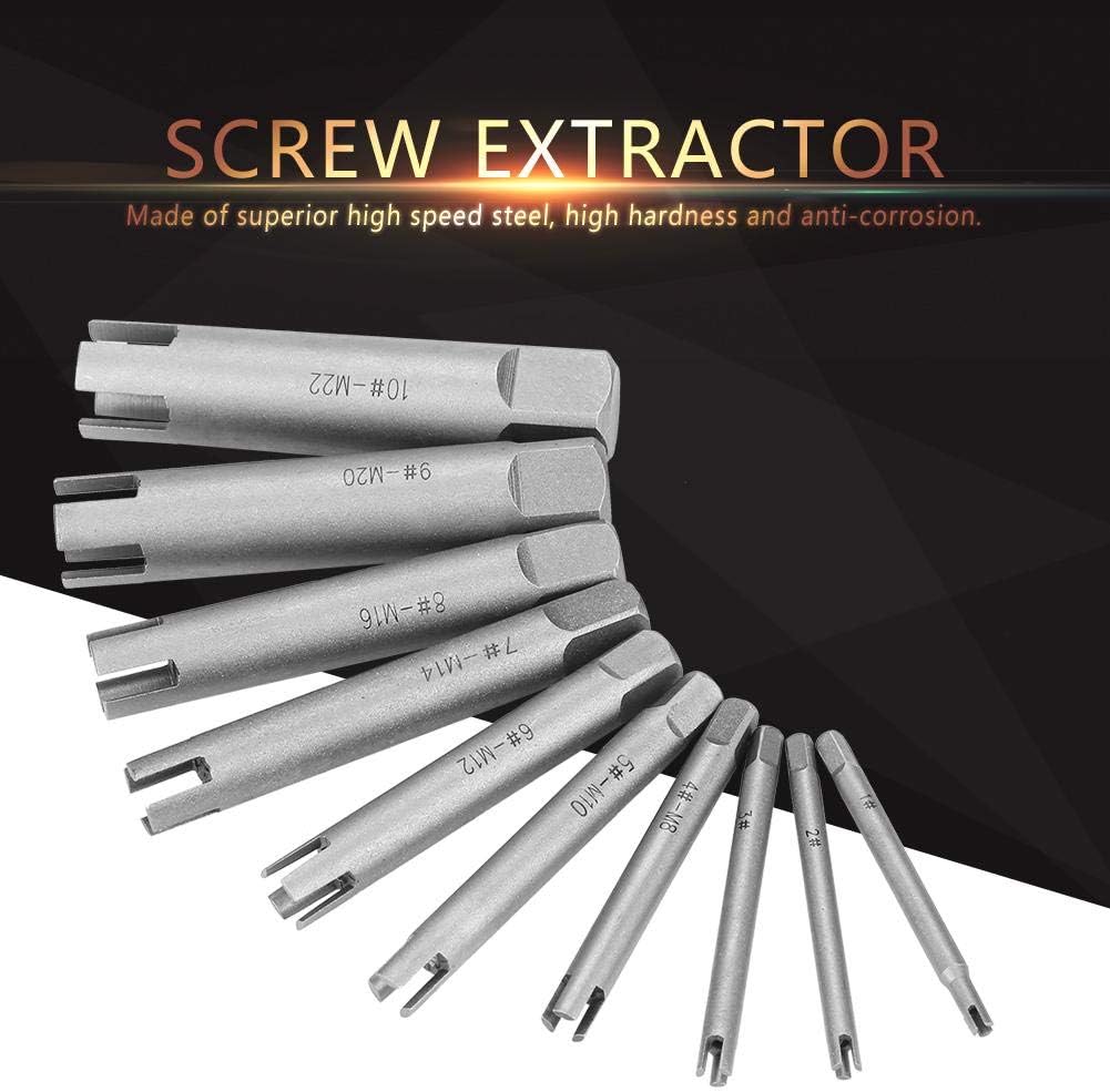 fo sa 10Pcs Screw Tap Extractor Set, 3/4 Flute Broken Head Screw Remover, Stripped Screw Tap Extractor Set, High-Speed Steel Extractor Tap Drill Set for Industrial Screw Bolt Removal Home Repair Work Pack of 2