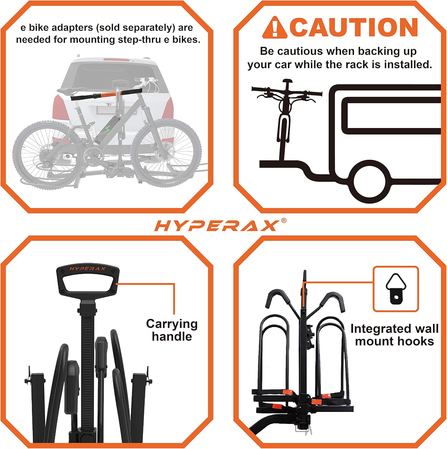 HYPERAX Special Combo - Volt 2 with 2 X E-Bike Adapter- Platform Bike Rack for Car, SUV, Trucks, Sedan - 2" Hitch Fits Up to 2 X 70 lbs Bike with Up to 5" Fat Tires - NO RV USE!