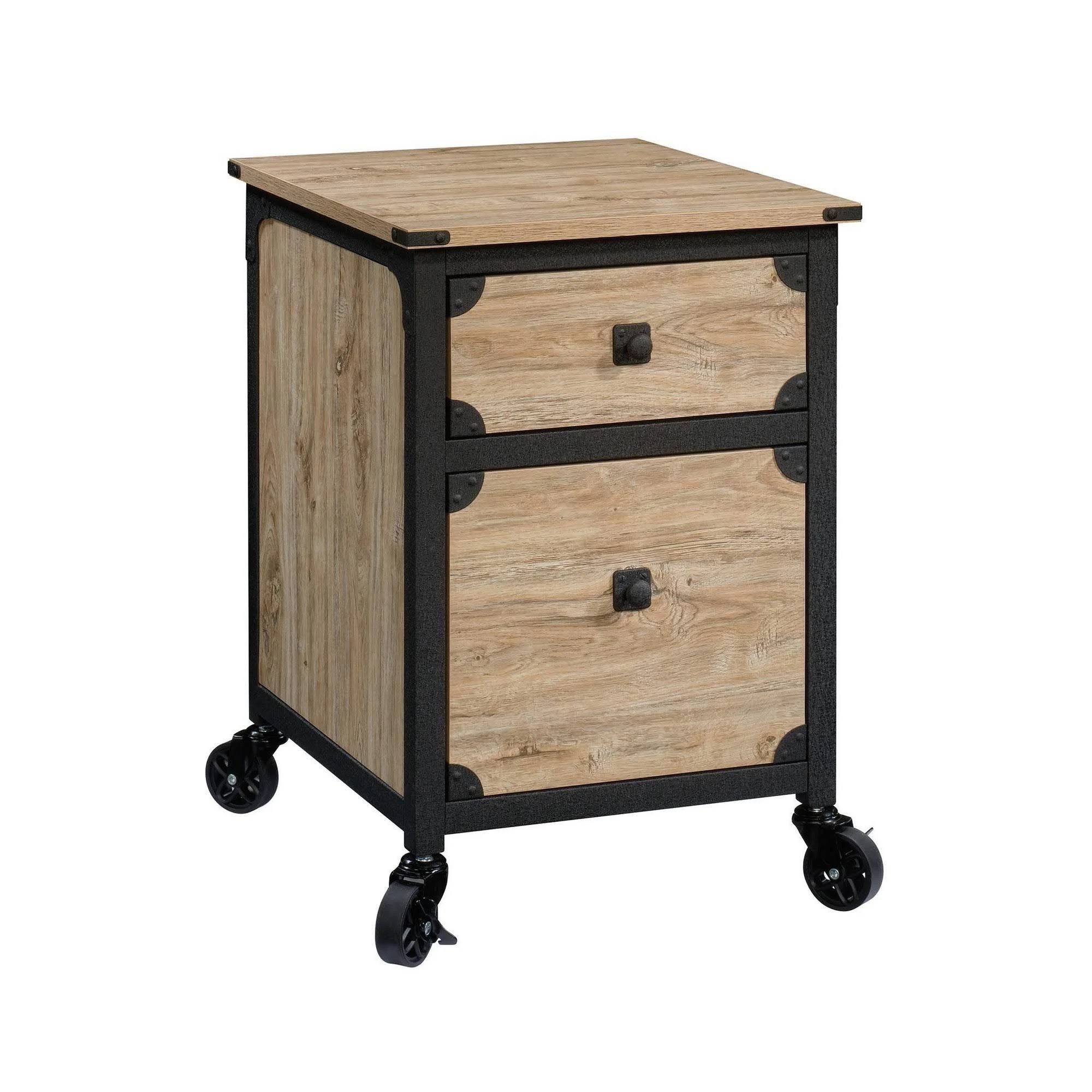 Sauder Steel River Metal u0026 Wood Rolling Pedestal File Cabinet