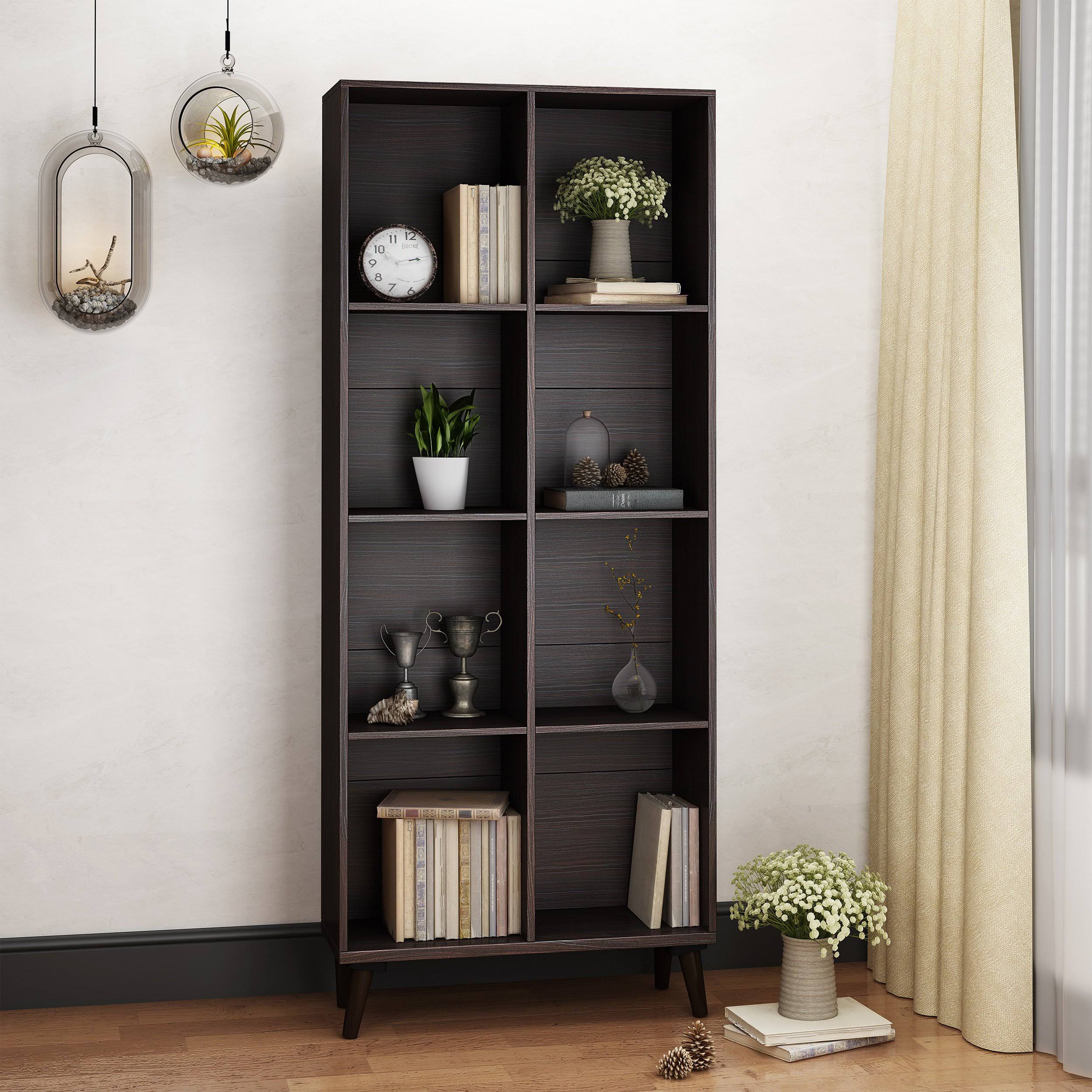 Eloise Mid Century Finished Faux Wood Bookcase - Wenge