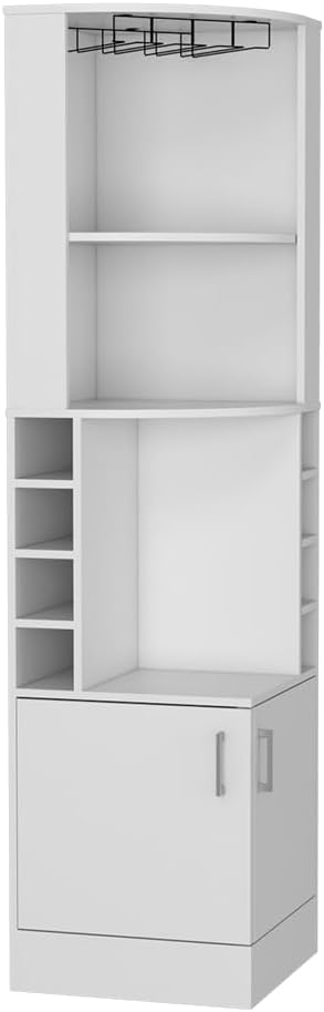 71.1" Tall Corner Bar Storage Cabinet Farmhouse Wine Bar Cabinet Station Wine Rack for Liquor Glasses, Kitchen Pantry Whiskey Cabinet Coffee Home Bar Cabinet, 18.4x19.4x71.1in-White Finish
