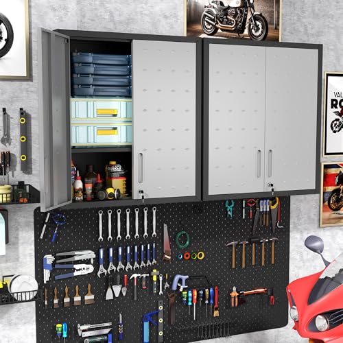 Metal Storage Cabinet with Wheels, Lockable Garage Cabinet with Doors and Shelves, Rolling Tool Storage, Assembly Required, Black