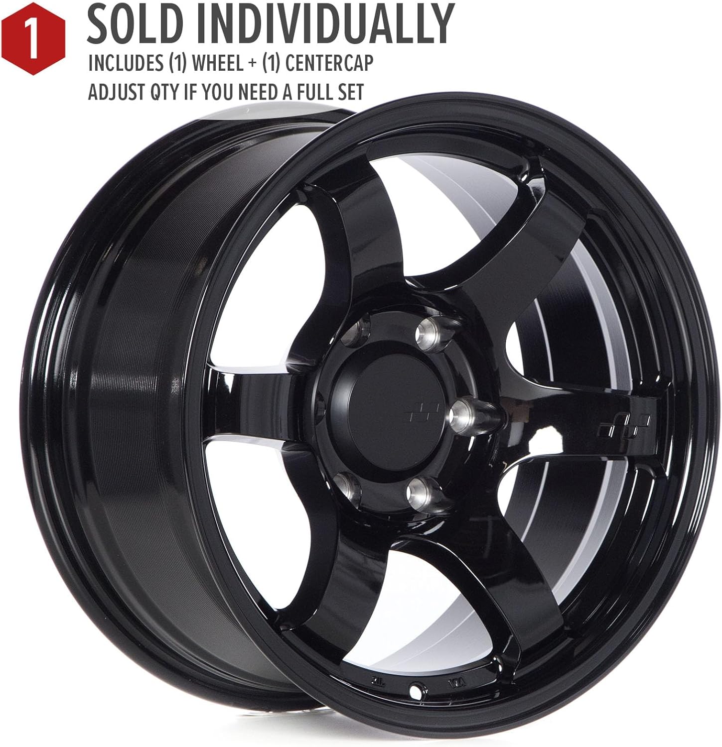 Steller 17 Inch Wheels Gloss Black 6x139.7 6x5.5 Bolt Pattern, 17x8.5, 10mm Offset, 106.1mm, 57DR-X Style Rims Compatible with 01-23 Tacoma, 02-23 4Runner, FJ Cruiser, GX470, GX460