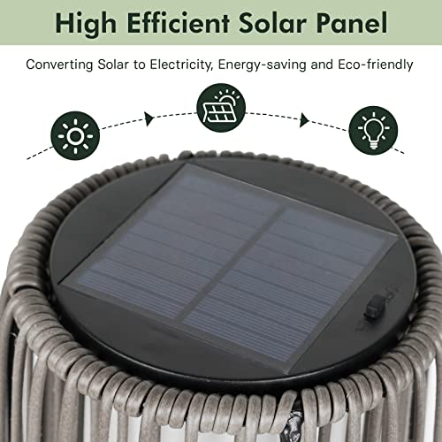 Grand patio Outdoor Floor Solar Light 2-Pack, Wicker Solar Patio Lamp Waterproof Outside Solar Deck Lamp for Porch, Yard, Garden, Lawn Decorations - Light Brown, Gordes 2 PCS