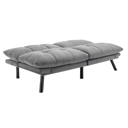Convertible Sleeper Sofa Bed with Adjustable Backrests and Folding Armrest Folding Futon Couch Sleeper