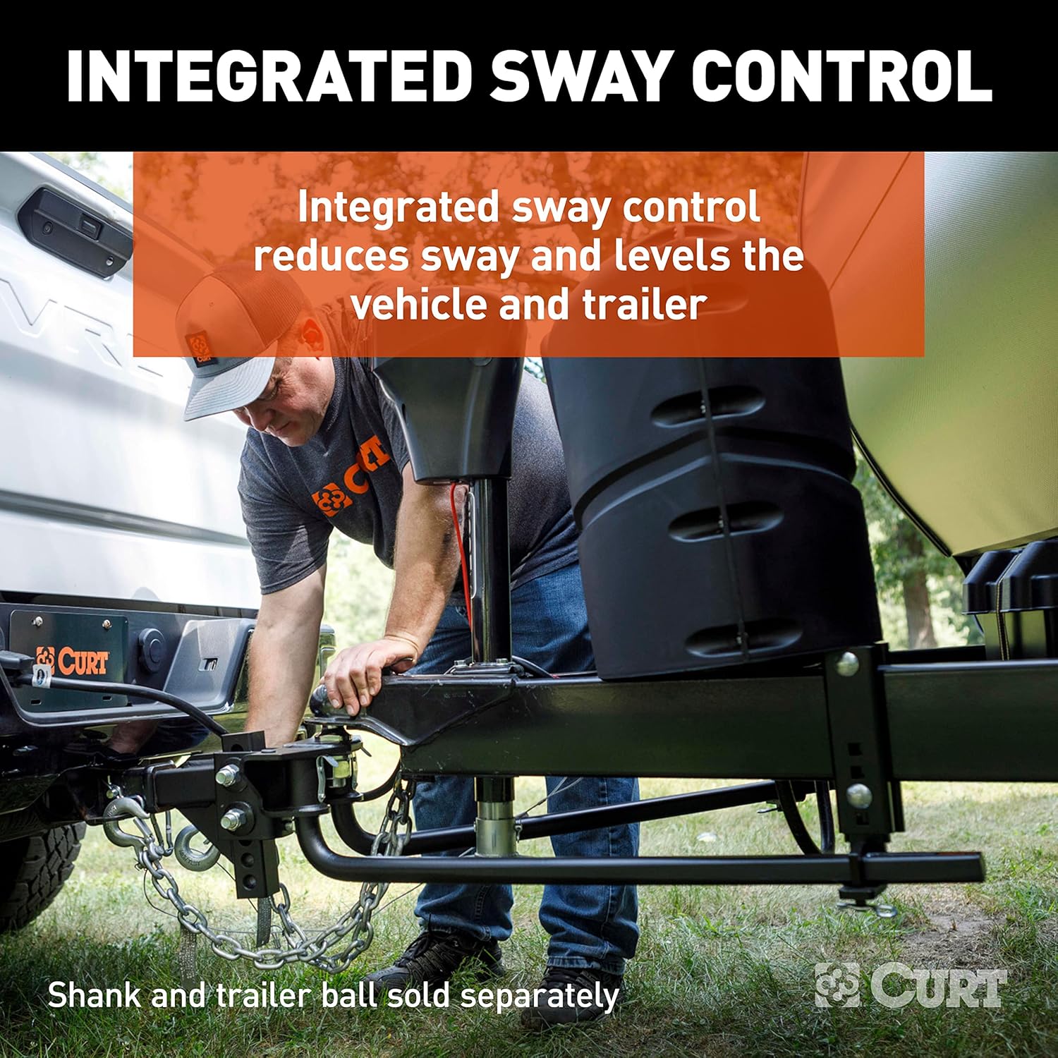 CURT 17600 TruTrack 2P Weight Distribution Hitch with 2X Sway Control, Up to 10K (No Shank or Ball)