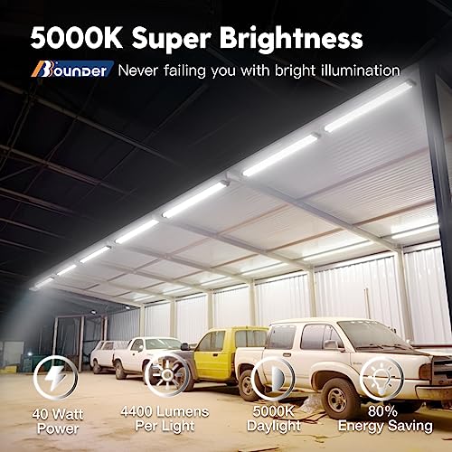 BBOUNDER 12 Pack Linkable LED Shop Light with Reflector, Super Bright 5000K Daylight, 4400 LM, 4 FT, 48 Inch Integrated Fixture for Garage, 40W Equivalent 250W, Surface & Suspension Mount, White