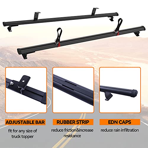 60" Truck Cap & Topper Ladder Roof Rack Adjustable Van Rack for Kayak Canoe Lumber Pipe(Max Load 500lbs)