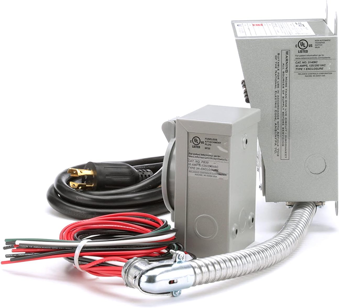 Reliance Controls Corporation 31406CRK 30 Amp 6-circuit Pro/Tran Transfer Switch Kit for Generators (7500 Watts).,Gray