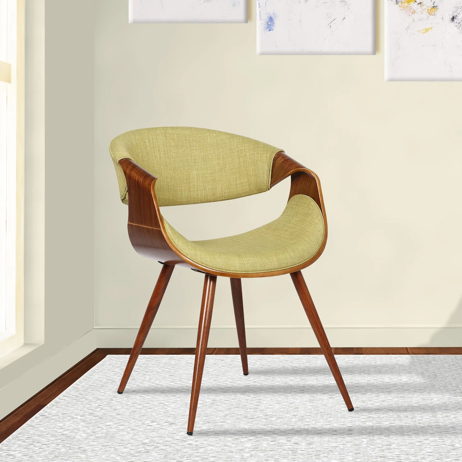 Armen Living Butterfly Modern Fabric Dining Chair in Walnut and Charcoal