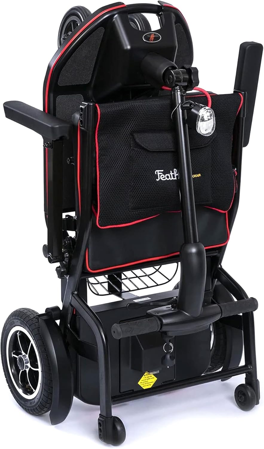 FeatherMobility - Black 4 Wheel Mobility Scooter 37 lb Frame - Long Range Battery, Compact Fold for Travel, with Arm Rests, and Basket - 265 lb Capacity