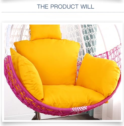 Swing Egg Chair Cushion with Adjustable Pillow, Swing Chair Cushion Replacement, Thicken Patio Hanging Egg Chair Pad with Headrest for Hanging Egg Chair Swing(ONLY Cushion)