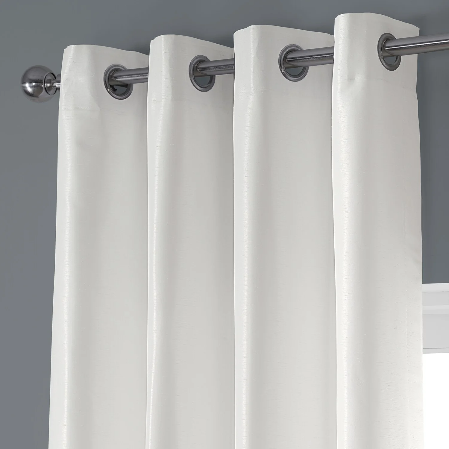 Off White Grommet Blackout Vintage Textured Faux Dupioni Silk Curtain (1 Panel), Off White, 50W X 84L