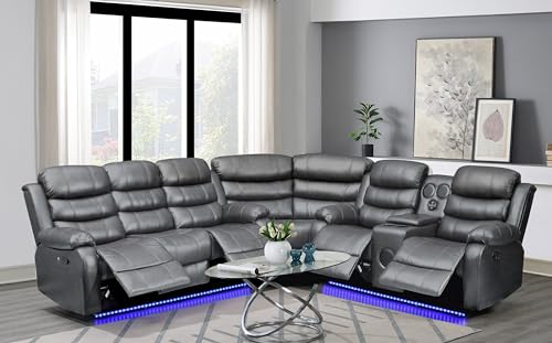 Johnson Power Recliner Sectional Sofa, Brown