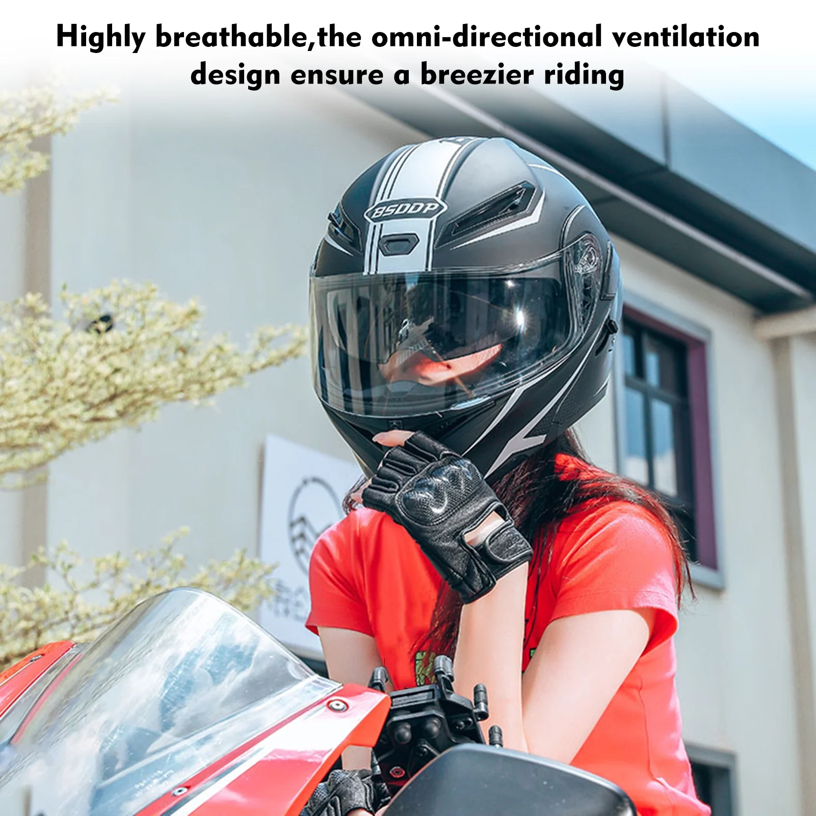 Motorcycle Helmet Unisex Adult Cool Rider Equipment Four Seasons New Street Touring Motorbike Helmet Dual Visor Flip up Full Face Helmet with Space XL Style3
