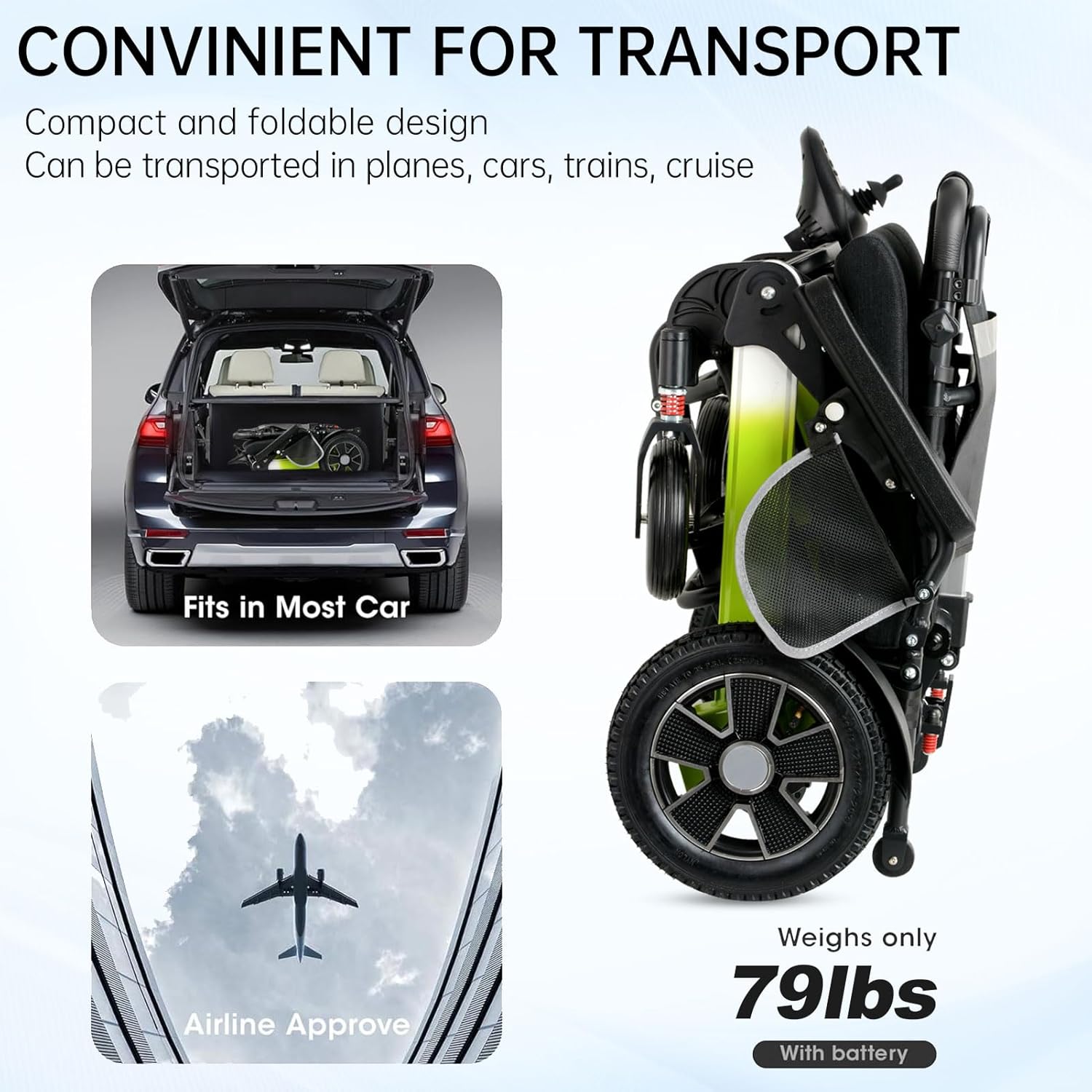 500W Reclining Electric Wheelchair for Adults, 21 Miles Long Travel Range, Intelligent Power Wheelchairs Foldable All Terrain Motorized Wheelchair for Seniors Compact Portable Airline Approved