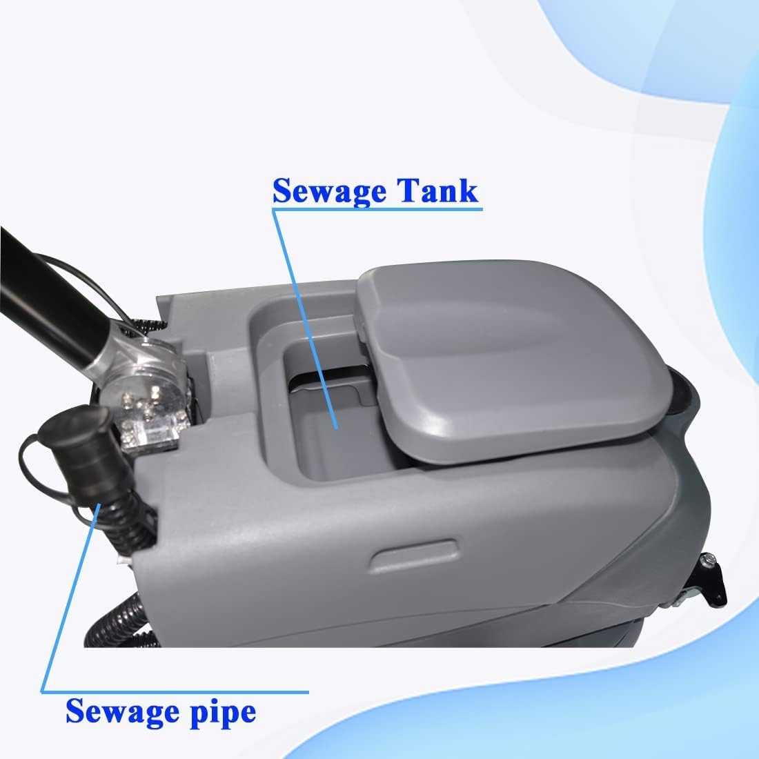 (EM-25) 15'' Brush Foldable Walk Behind Hand Push Floor Scrubber Machine,