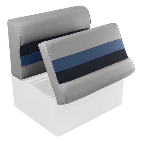 Wise 8WD95-1011 Deluxe Series 28" Pontoon Bench Seat Cushion Set (Base #8WD95-1B-221 Required to Complete), Grey/Navy/Blue