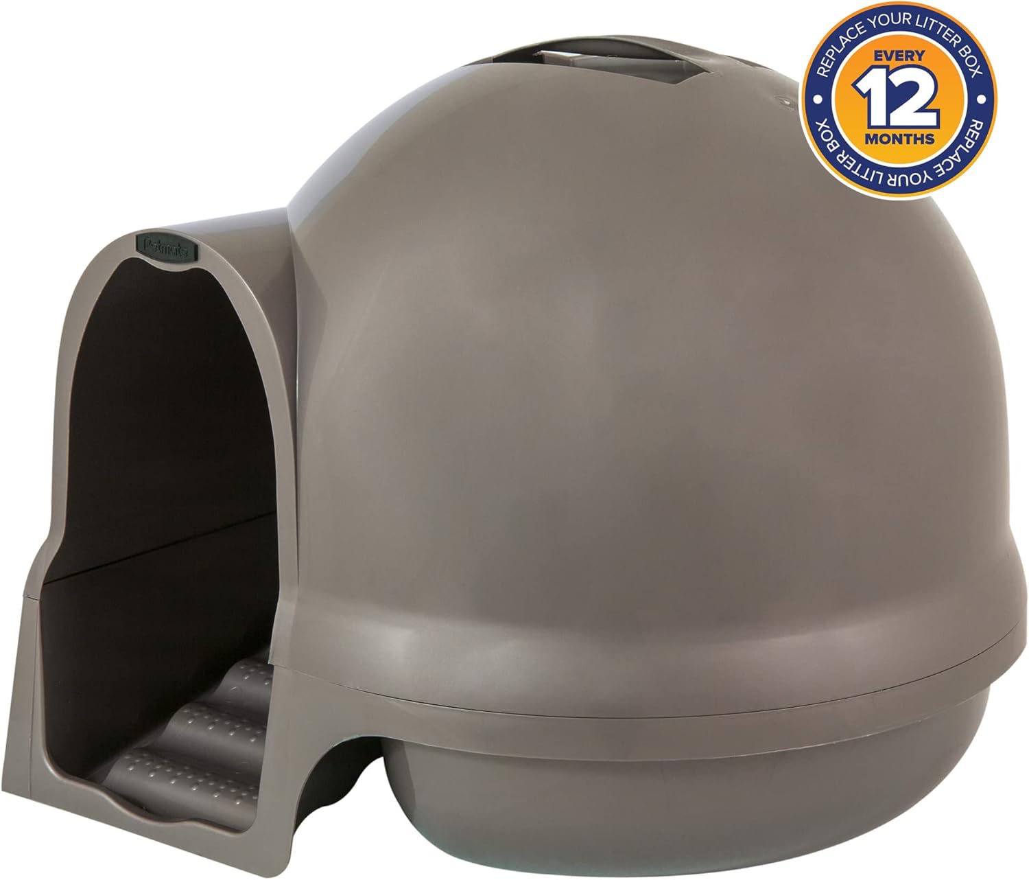Petmate Booda Clean Step Cat Litter Box Dome (Made in the USA with 95% Recycled Materials)- Brushed Nickel, Made in USA