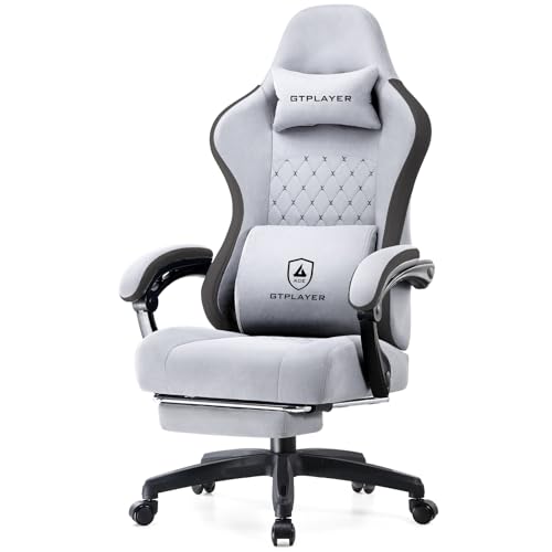 GTPLAYER Gaming Chair, Computer Office Chair with Pocket Spring Cushion, Linkage Armrests and Footrest, High Back Ergonomic Computer Chair with Lumbar Support Task Chair with Footrest