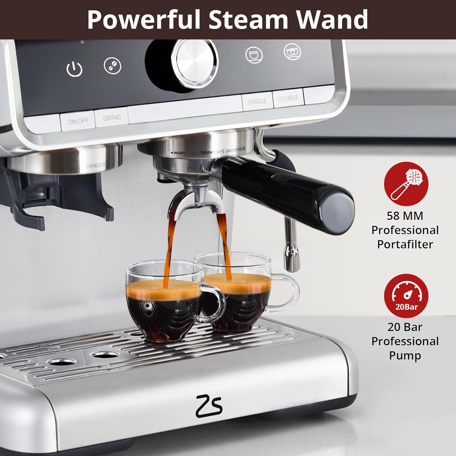 Espresso Maker 20 Bar Pressure，Barista Kit, for Latte, Cappuccino, and Macchiato，2.8L Water Tank,Stainless Steel Espresso Maker