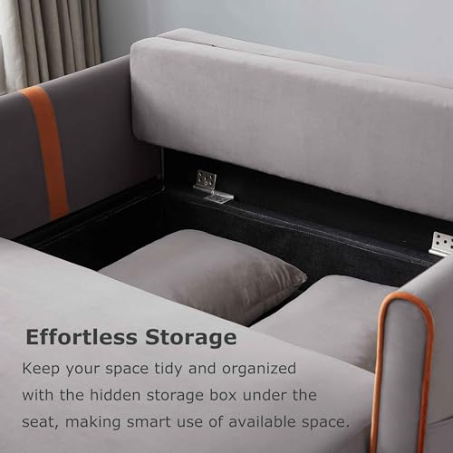 55.2" Pull Out Sofa Bed, 3-in-1 Modern Velvet Loveseat Bed with Storage, Adjustable Backrest, Convertible Sleeper Sofa Couch with Side Pockets and Pillows for Small Spaces,Office (Black)