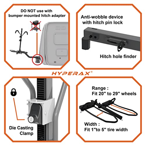 HYPERAX Volt RV 4X - Hitch Mounted 4 Bike Rack Carrier for RV, Camper, Trailer,Motorhome, Toad with 2" Class 3 or Higher Hitch Fits Up to 2x75lb E Bike +2X50lb Bikes with Up to 5" Fat Tire