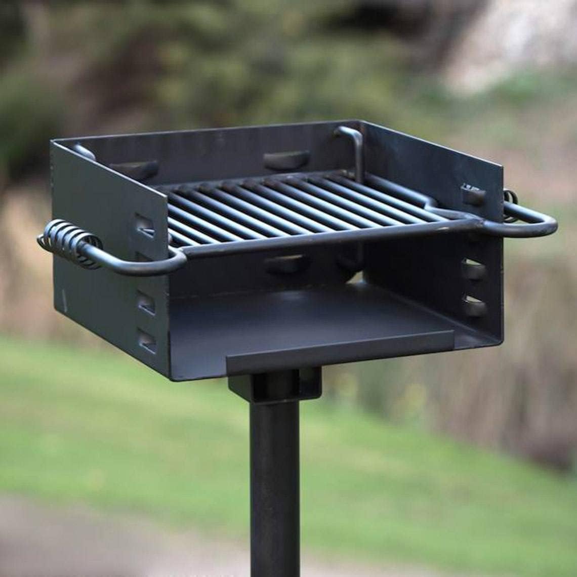 Titan Single Post Park Style Grill Charcoal Grill w Base Anchor BBQ Heavy Camp