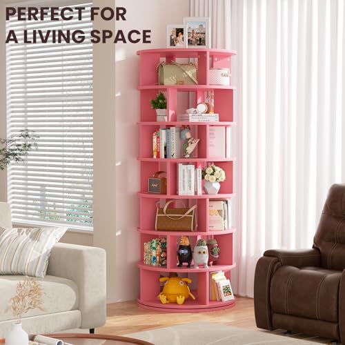 Aheaplus Rotating Shoe Rack Tower, 7-Tier Spinning Shoe Rack 360 Revolving Shoe Rack Organizer for Closet, Display Round Storage Carousel Shoes Closet Organization, White