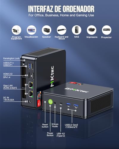 GMKtec Mini PC AMD Ryzen 7 5700U Windows 11 Pro Dual NIC 2.5G Gaming Desktop Computers 16GB DDR4 512GB SSD Dual LAN 2.5G/ WiFi 6E, USB3.2, USB-C, BT 5.2, DP, HDMI, Dual Fan