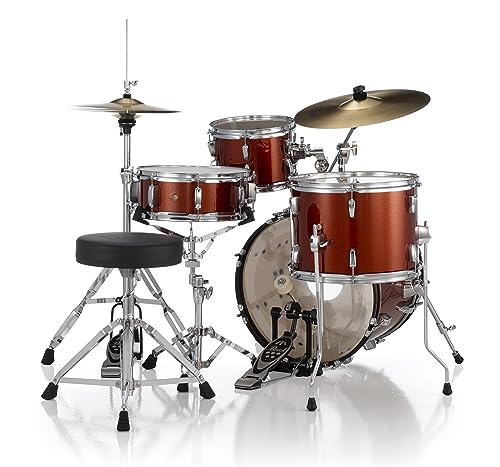 Pearl Roadshow Drum Set 4-Piece Complete Kit with Cymbals and Stands, Charcoal Metallic (RS584C/C706)
