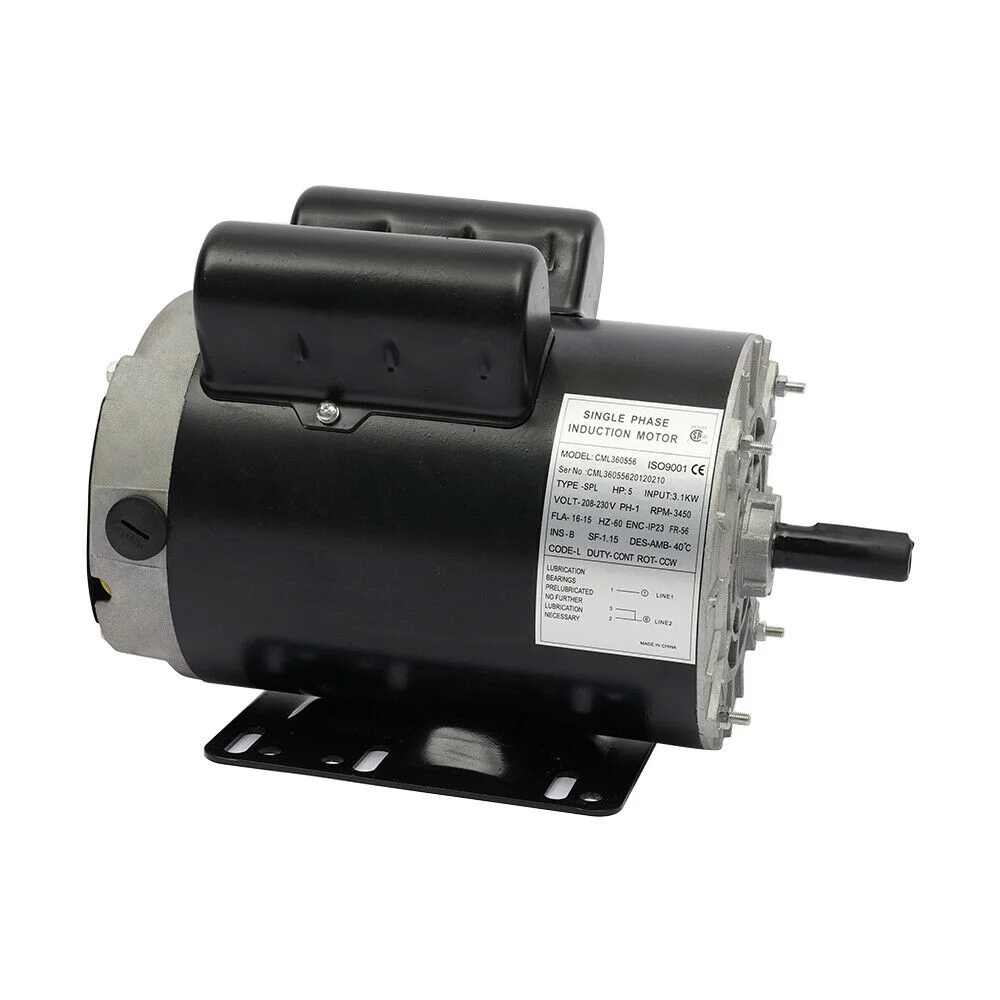 TFCFL 5 HP SPL 3450 RPM Air Compressor Single Phase 56 Frame Electric Motor 208v-230v