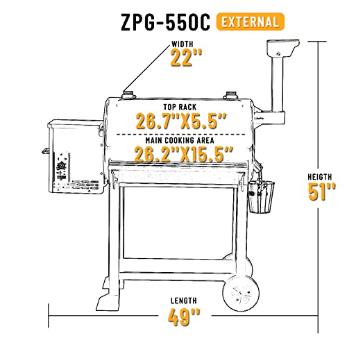 Z GRILLS Newest Pellet Grill Smoker with PID 2.0 Controller, LCD Screen, 2 Meat Probes, Huge Storage Cabinet, 697 sq in Cooking Area, Rain Cover for Outdoor BBQ, 700D6, Bronze