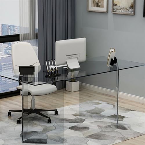 Minimalist Boss Desk Office Desk Light Luxury Tempered Glass Computer Home Desk Acrylic Modern Table Writing Desk(220 * 80 * 75cm) (One Color 220 * 80 * 75cm)