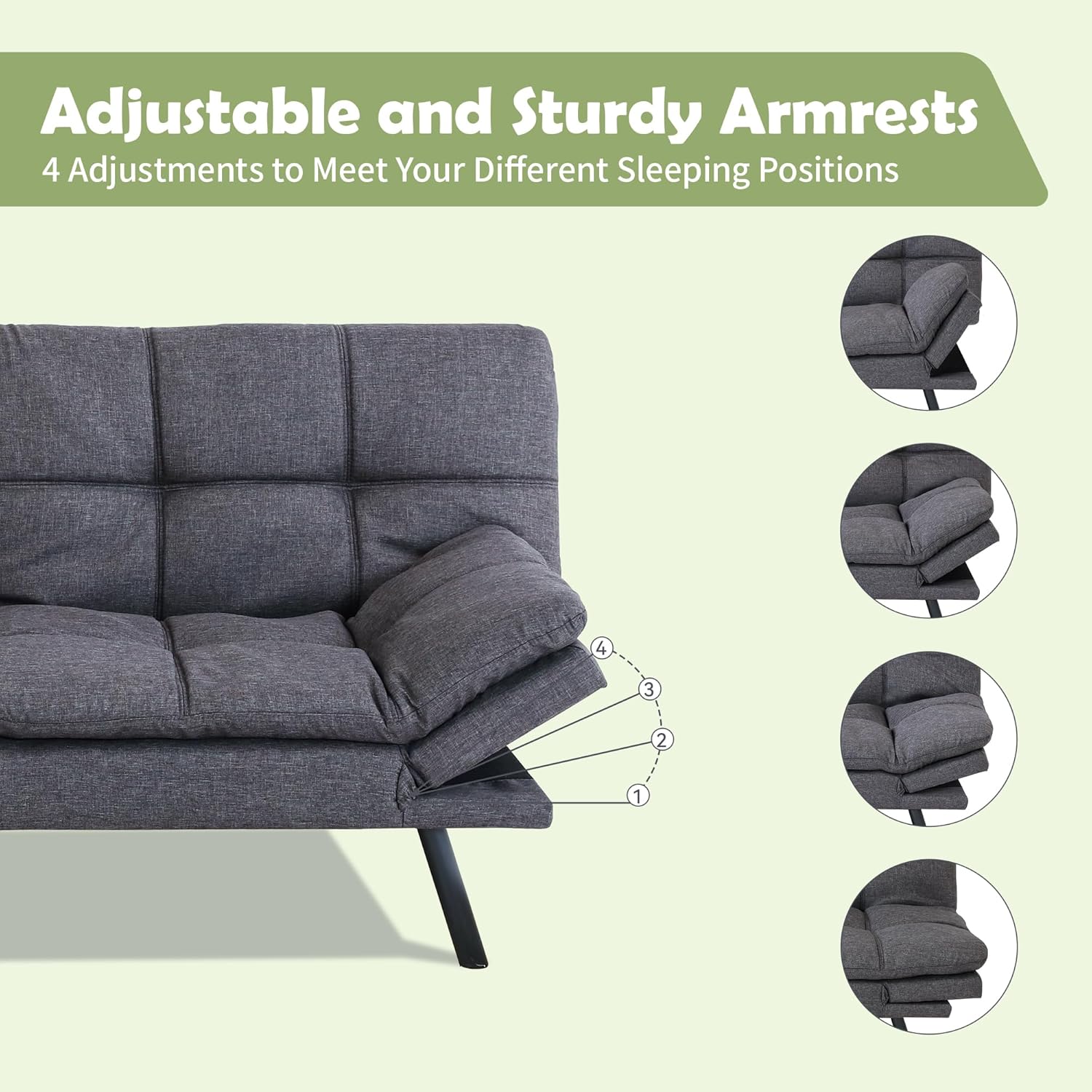 Futon Bed Sofas, Authentic Gray