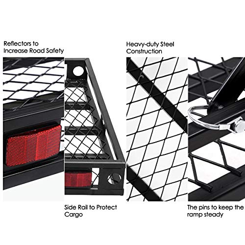IRONMAX Hitch Cargo Carrier with Ramp, Heavy Duty Folding Mobility Scooter Wheelchair Hitch-Mounted Carrier for Car, Truck, SUV, RV, 500LBS Weight Capacity