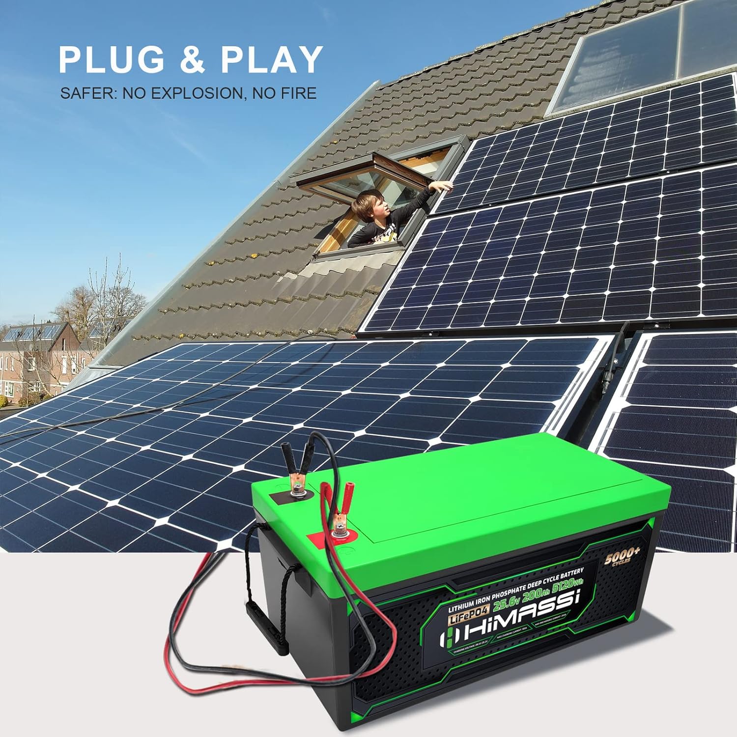 LiFePO4 Battery, 12V 400Ah Lithium Battery, Built-in 250A BMS, Lithium Ion Battery for Trolling Motor, Solar, Marine, RV Car, Camper, Home Storage, Off-Grid System
