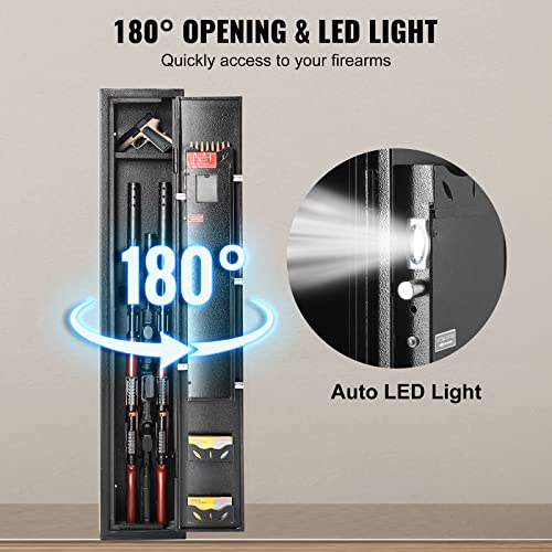 VEVOR 6-8 Rifles Gun Safe, Rifle Safe with Fingerprint & Digital Keypad Lock, Gun Storage Cabinet for Shotguns with Built-in Storage Locker, Removable Storage Shelf for Home Long Gun and Pistols