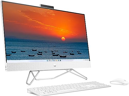 HP 27-inch Touch FHD All-in-One Desktop, AMD Ryzen 7 5700U, 32GB RAM, 1TB SSD, 1080P Webcam, Wireless Keyboard & Mouse Combo, WiFi, Windows 11 Home