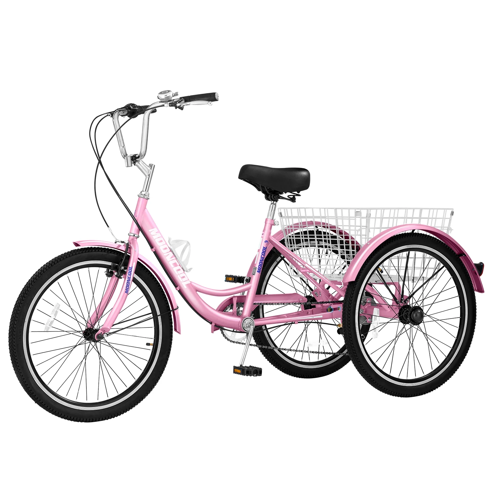 Lilypelle Tricycles for Adults with Big Basket,20" wheels 7 Speed Colorful Trike,Pink