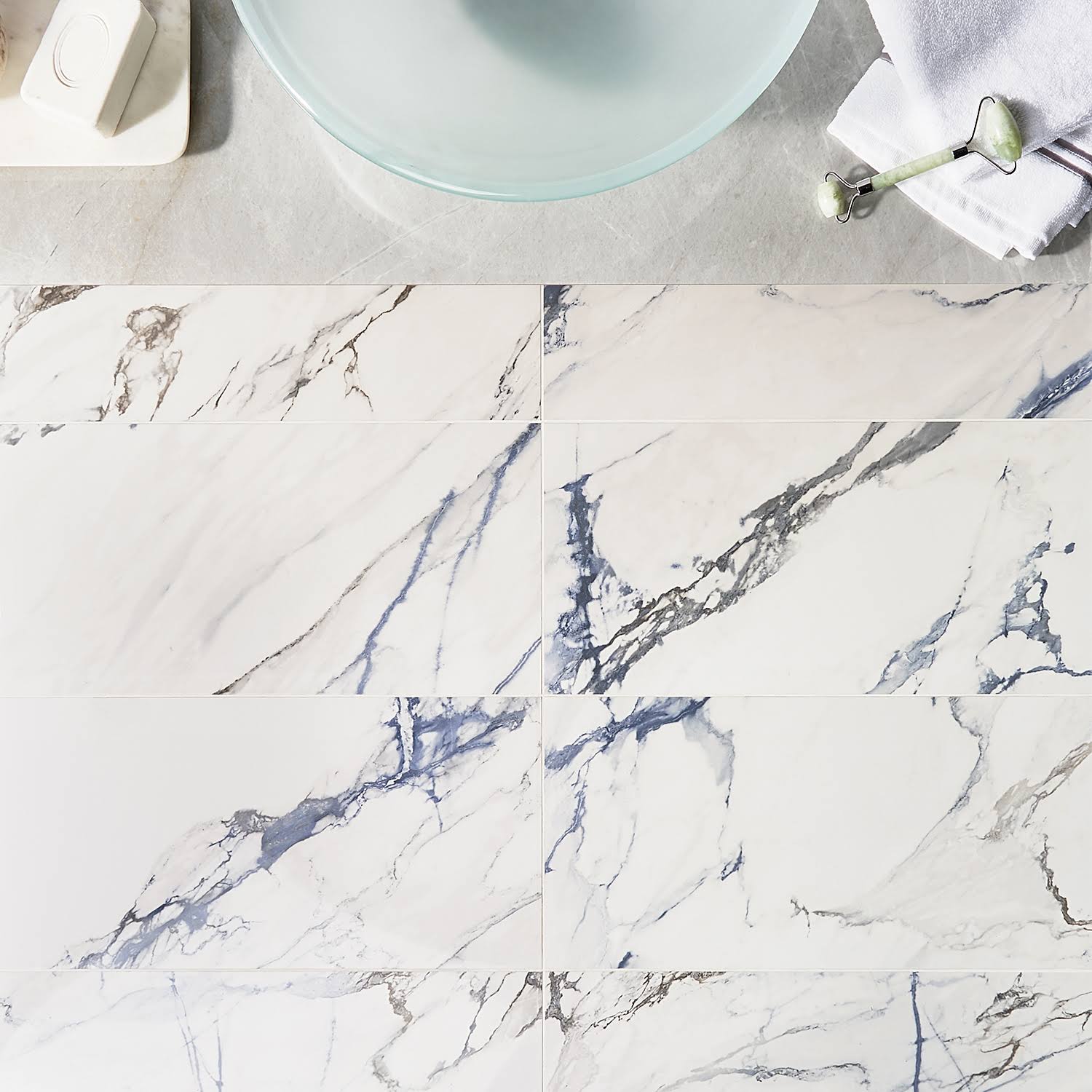 Ivy Hill Tile Calacatta Indigo 12 in. x 24 in. Polished Porcelain Floor and Wall Tile (6-Piece, 11.62 Sq. ft./Case)