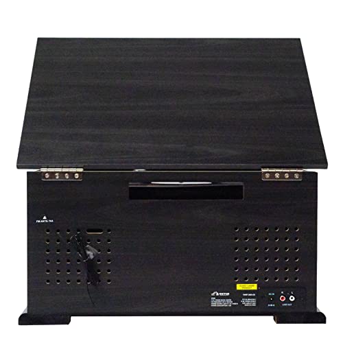 VICTOR State 7-in-1 Turntable Music Center with 3-Speed Record Player, CD/MP3/Cassette Player, FM Radio, Dual Bluetooth in & Out, and Built-in Stereo Speakers, Graphite