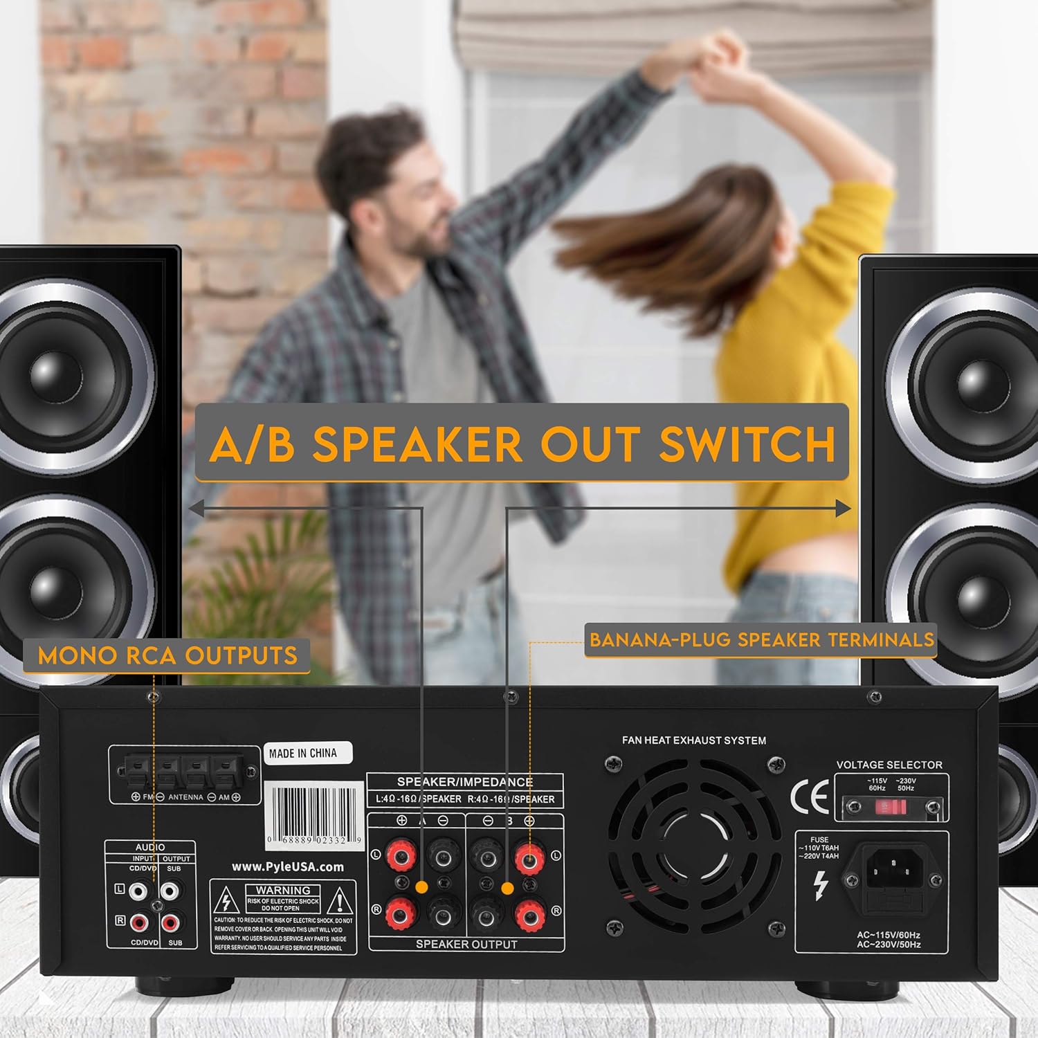 300W Digital Stereo Receiver System - AM/FM Qtz. Synthesized Tuner, USB/SD Card MP3 Player & Subwoofer Control, A/B Speaker, iPod/MP3 Input w/Karaoke, Cable & Remote Sensor - Pyle PT270AIU.5
