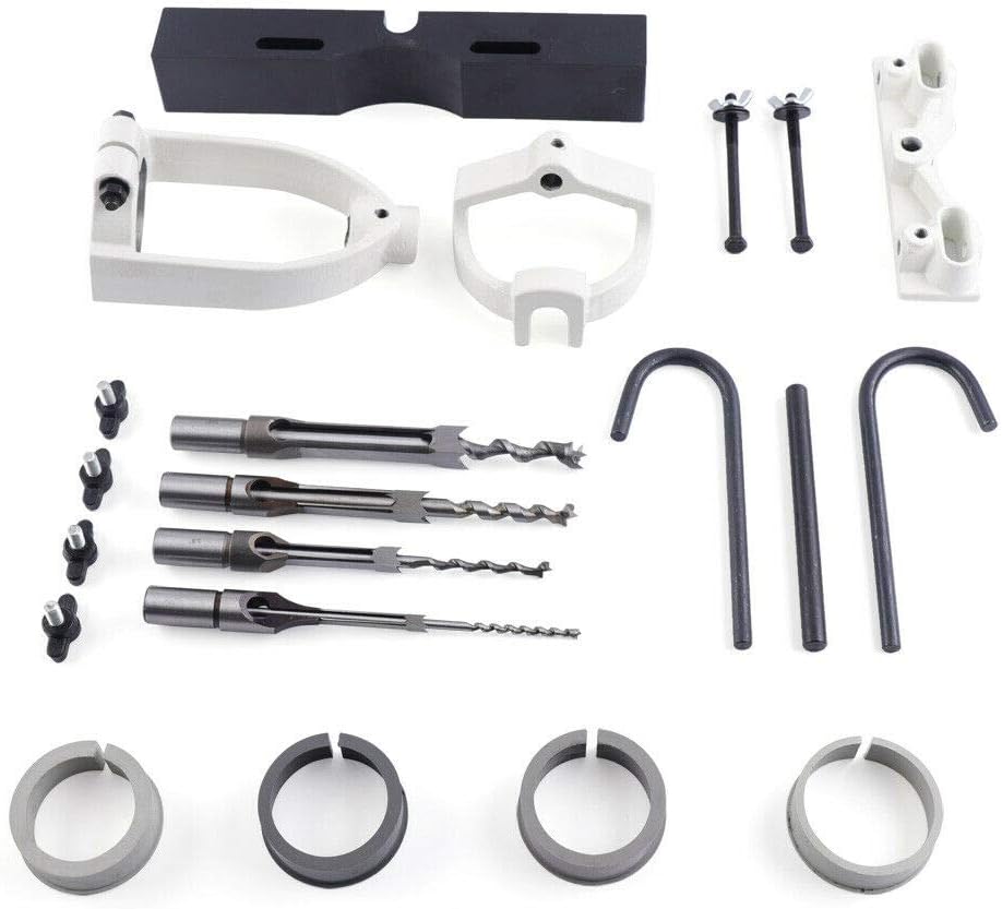 Woodworking Bench Mortiser Square Hole Chisel Drilling Machine Location Tool Tenon Joint Mortising Attachment Chisel Bit Mortise Tenon Drill for Bench Drill Steel USA Stock