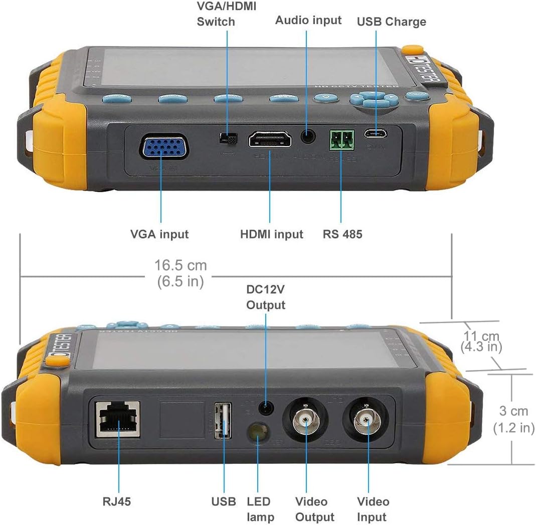 5 Inch 4 in 1 CCTV Monitor Tester, AHD/TVI/CVI/CVBS Coaxial Analog Video Monitor Tester, UTP/PTZ Cable Test for 1080P/3MP/4MP/5MP Analog Security Camera, VGA DC12V Output Camera Portable CCTV Tester