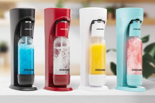 Drinkmate OmniFizz Sparkling Water and Soda Maker, Carbonates Any Drink, PARTY PACK - Includes two 60L CO2 Cylinders, three Carbonation Bottles, and two Fizz Infusers (Royal Red)